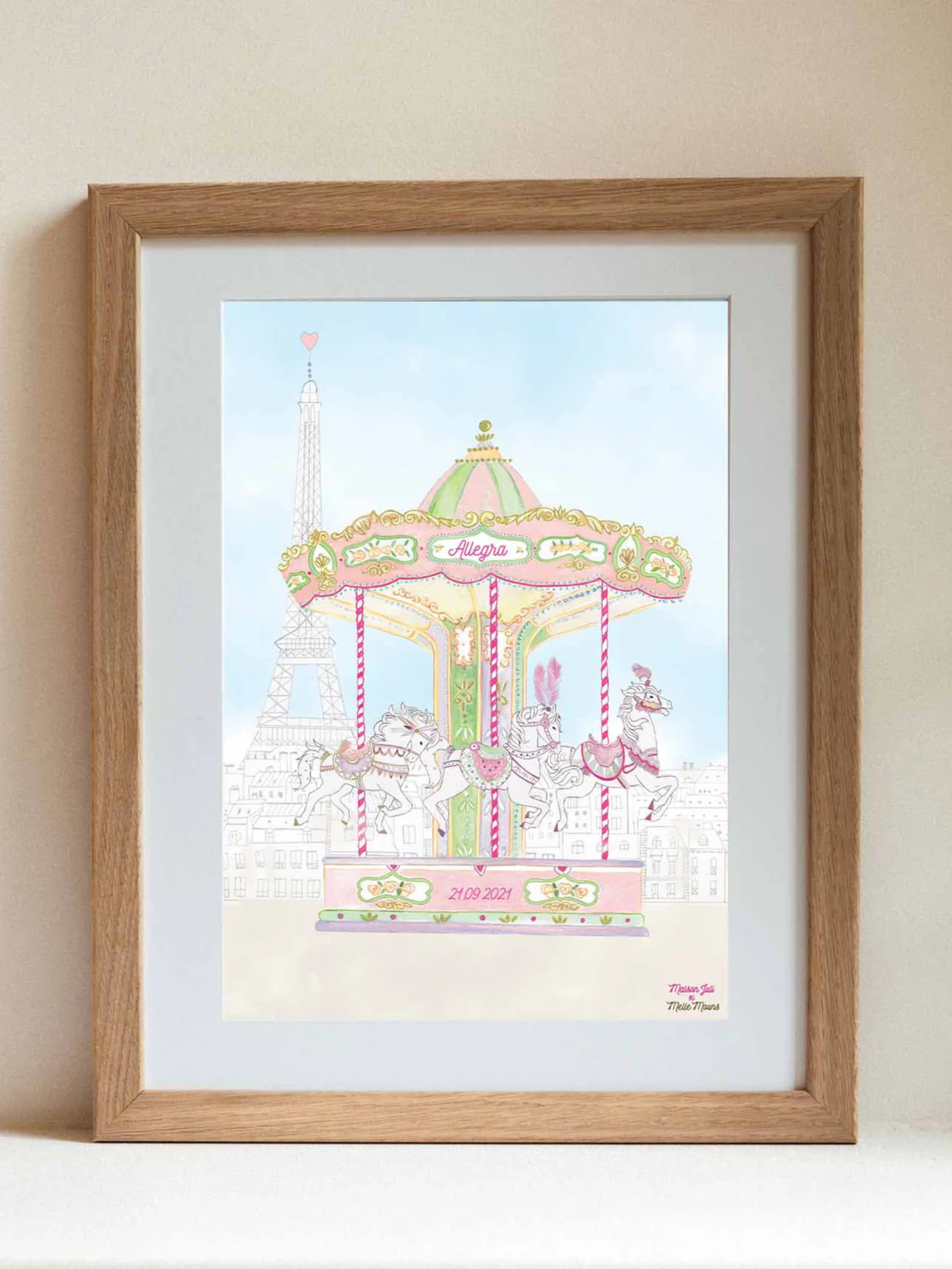 Personalised Carousel of The Trocadero Illustration (Pink)