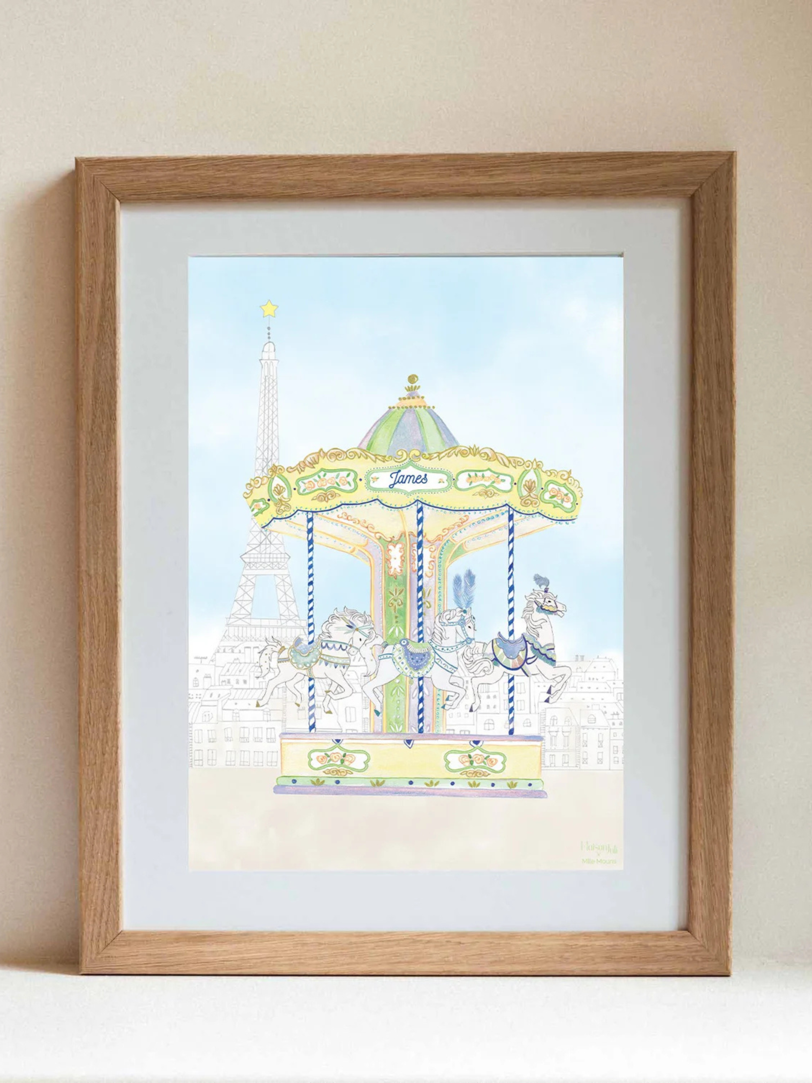 Personalised Carousel of The Trocadero Illustration (Blue)