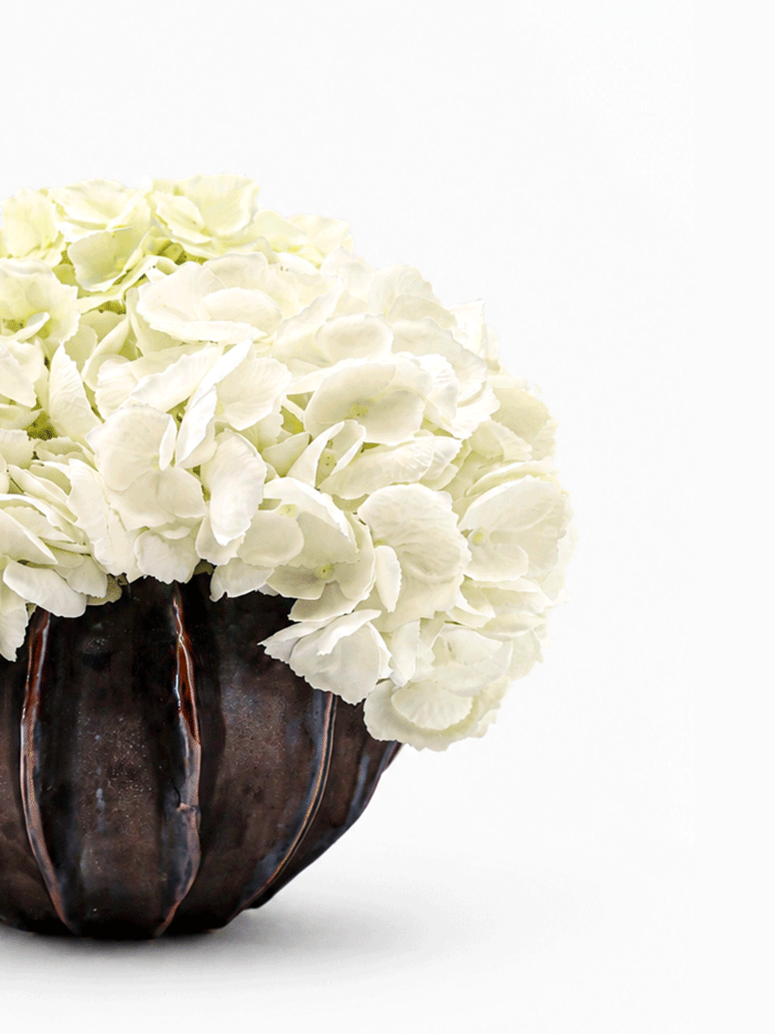 White and Green Hydrangea Arrangement In Seraphine Vase