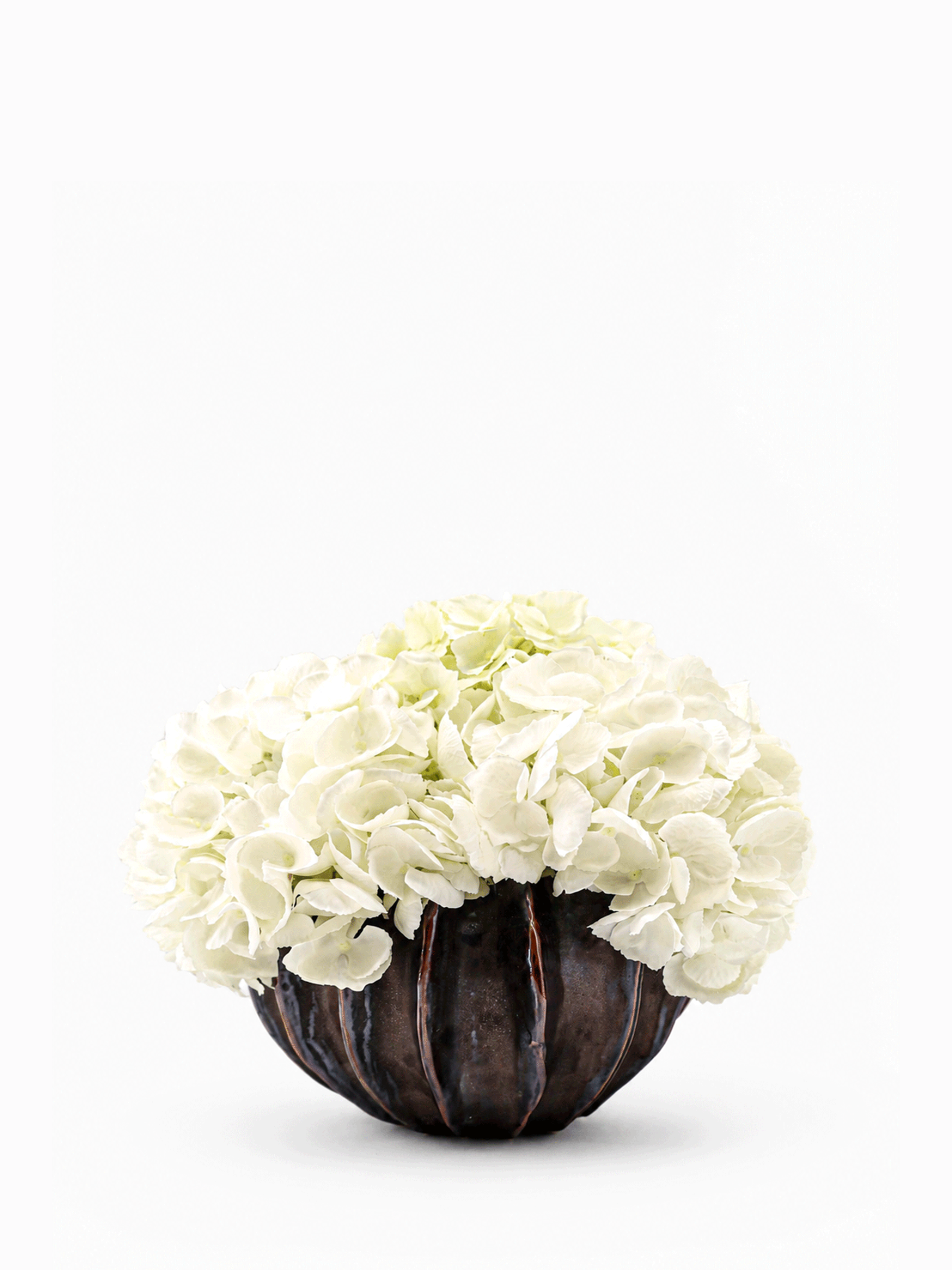 White and Green Hydrangea Arrangement In Seraphine Vase