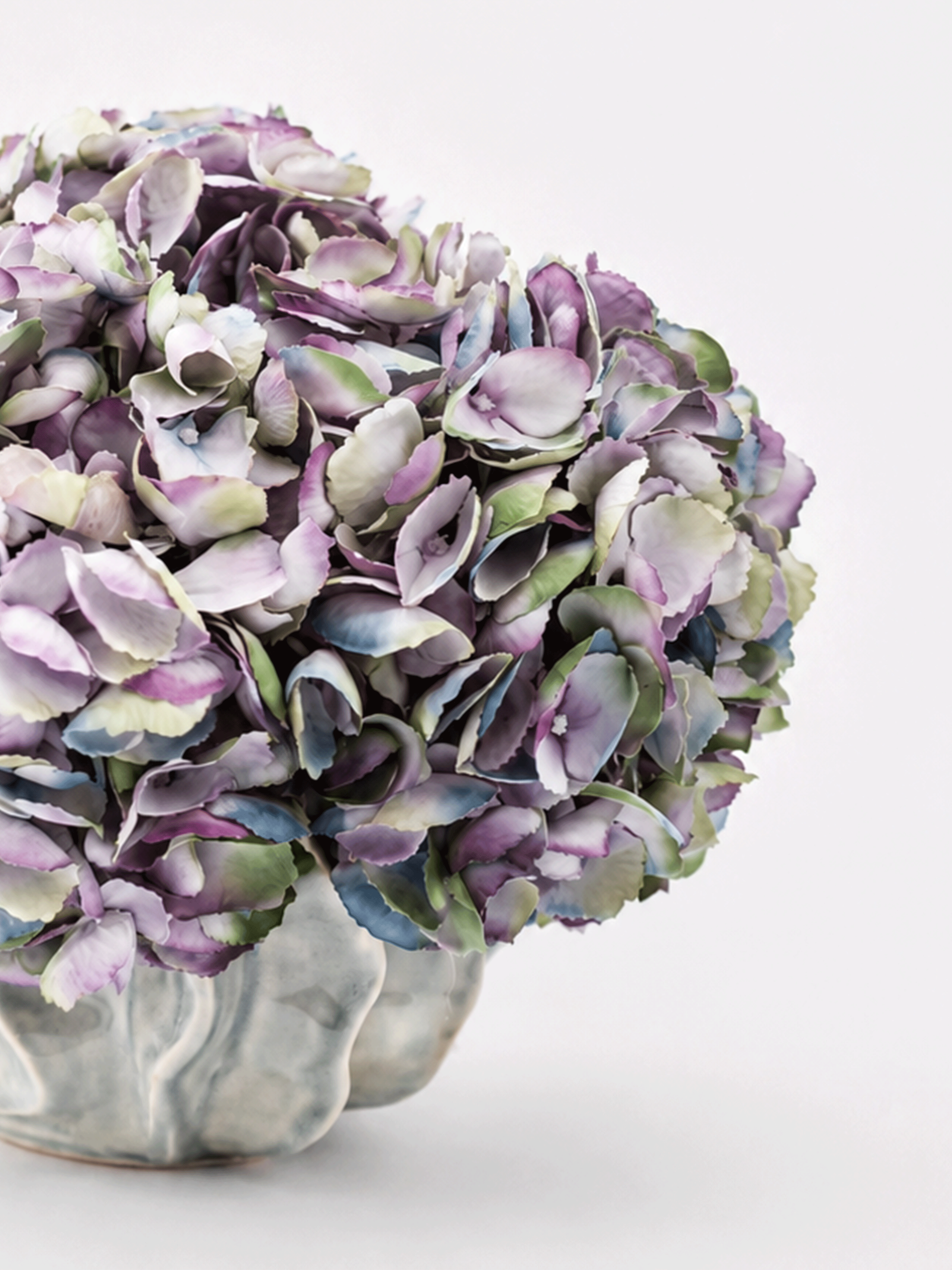 Artificial Hydrangea Blue Floral Arrangement in Valencia Ceramic Vase