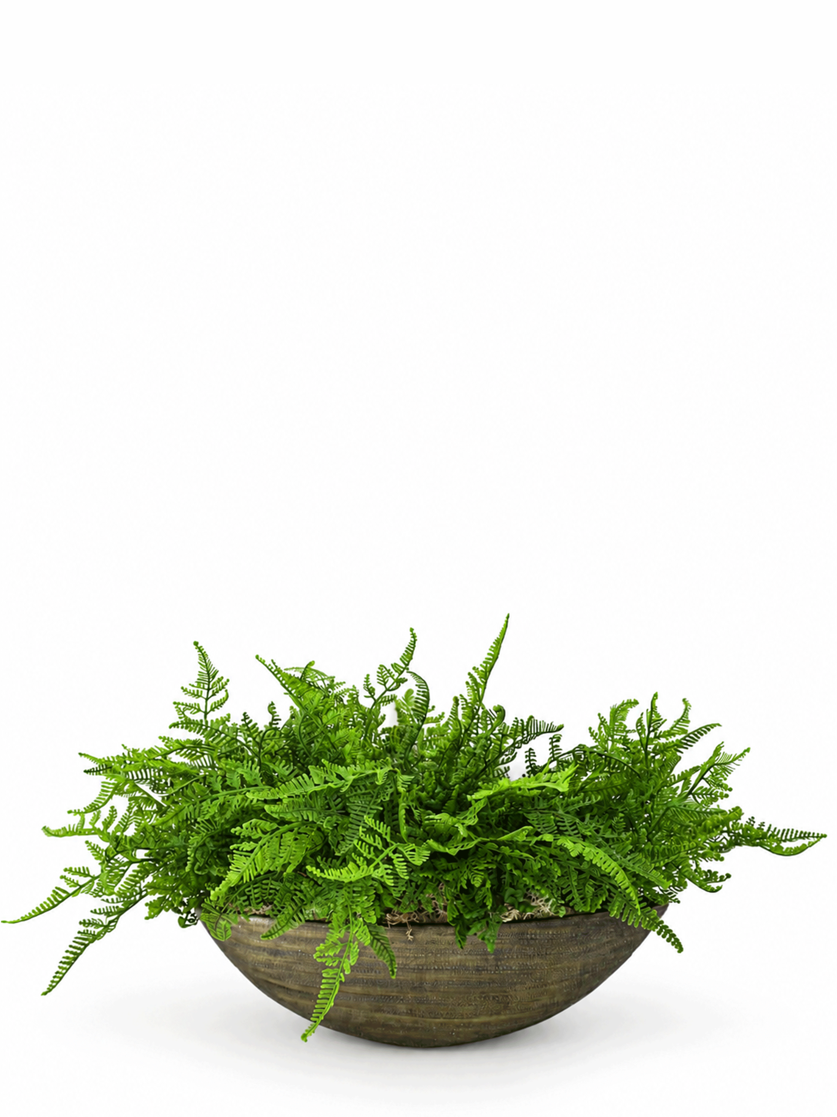 Metallic Boat Vase with Faux Fern Arrangement