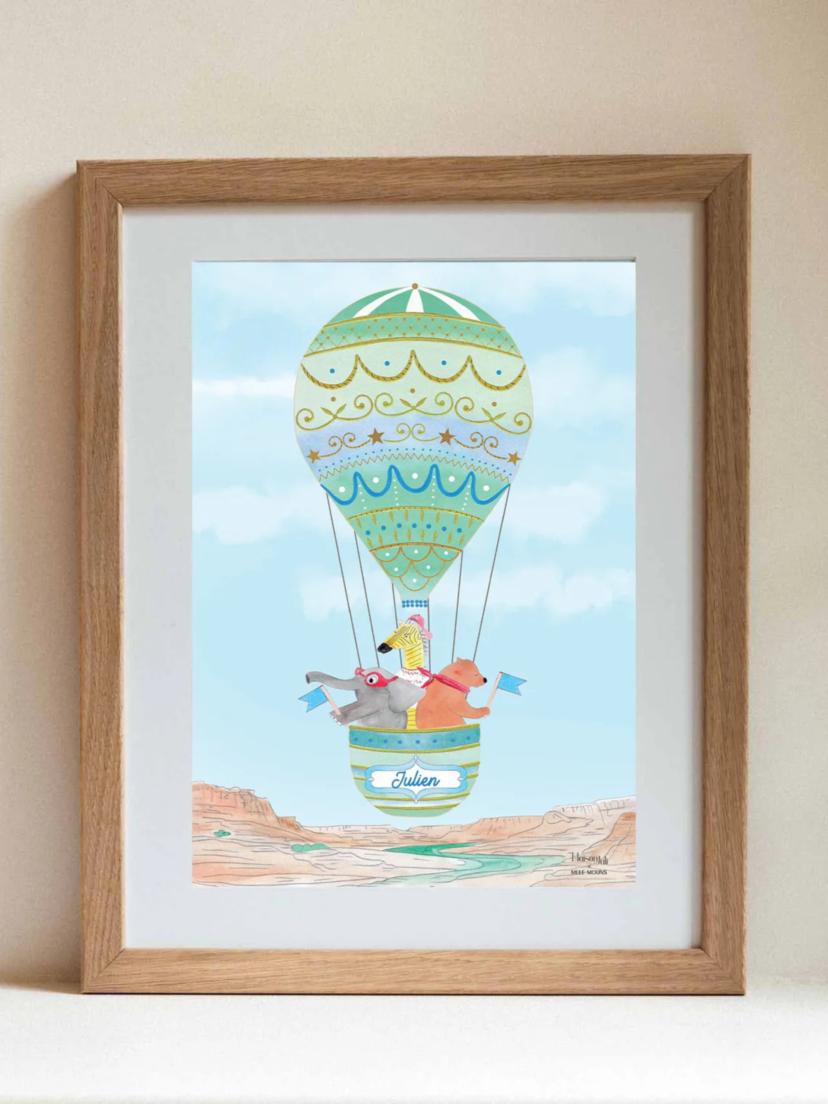 The Personalised Hot Air Balloon of the Grand Canyon Artwork (Blue)