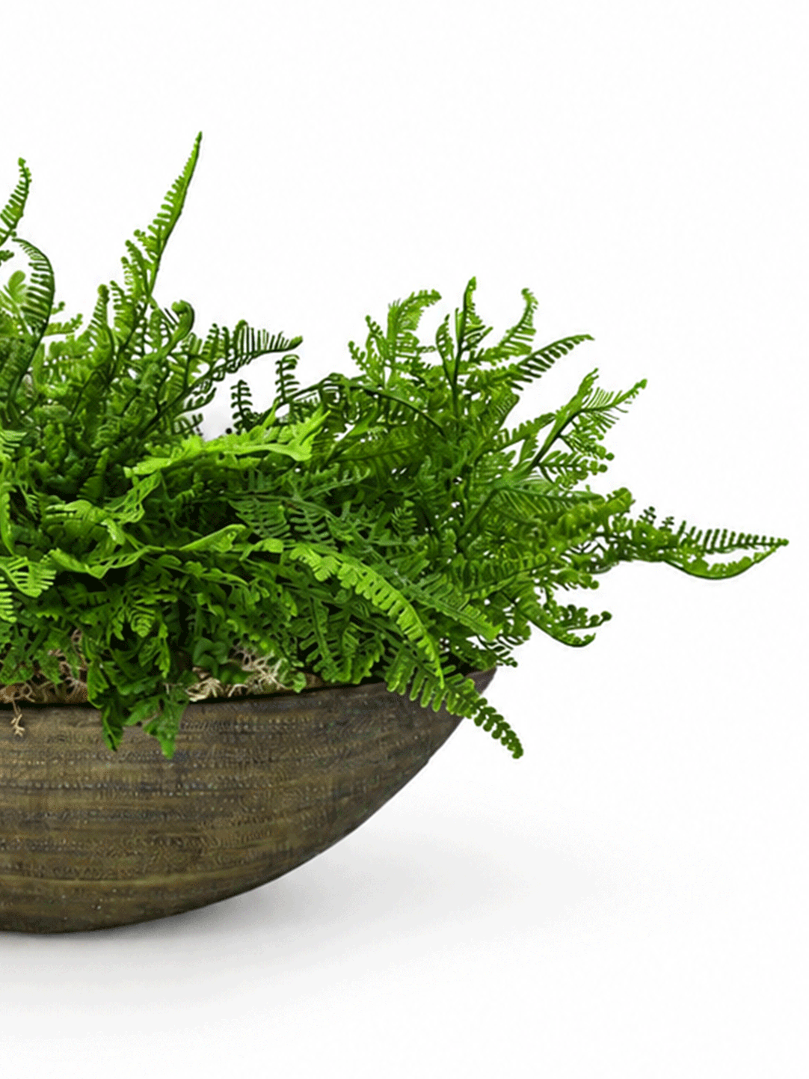Metallic Boat Vase with Faux Fern Arrangement