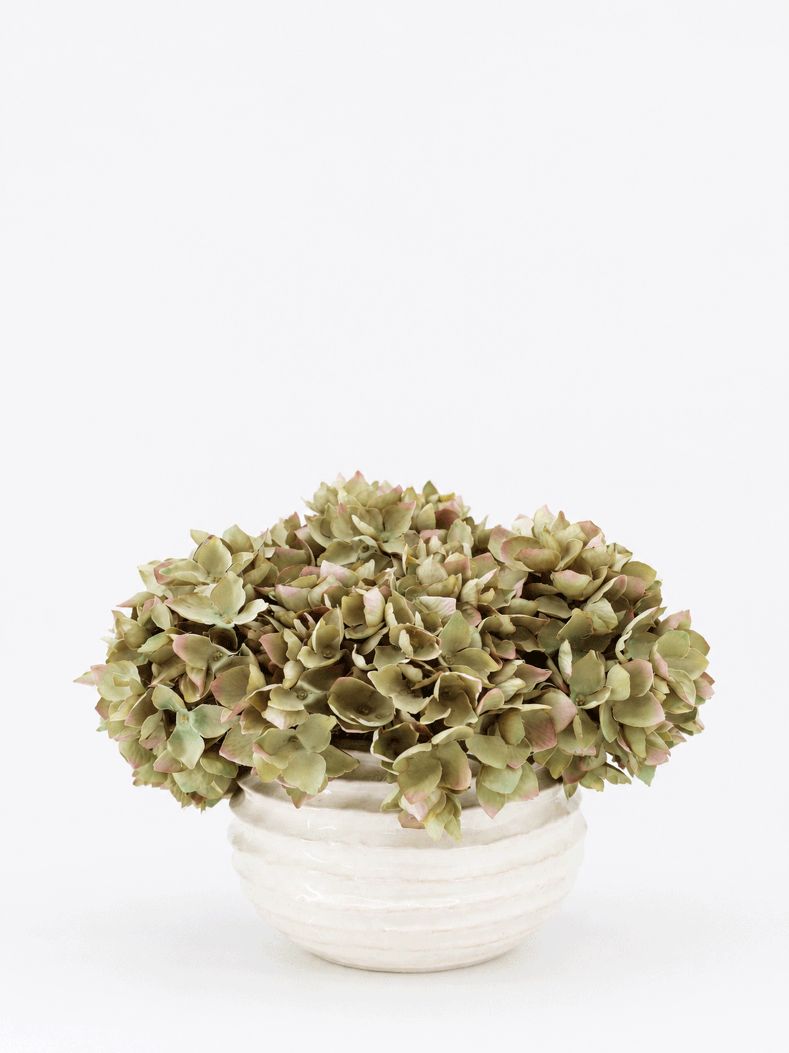 Ripple Vase With Antique Green Hydrangea Arrangement
